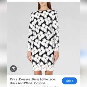 Reiss Monochrome Long Sleeve Dress